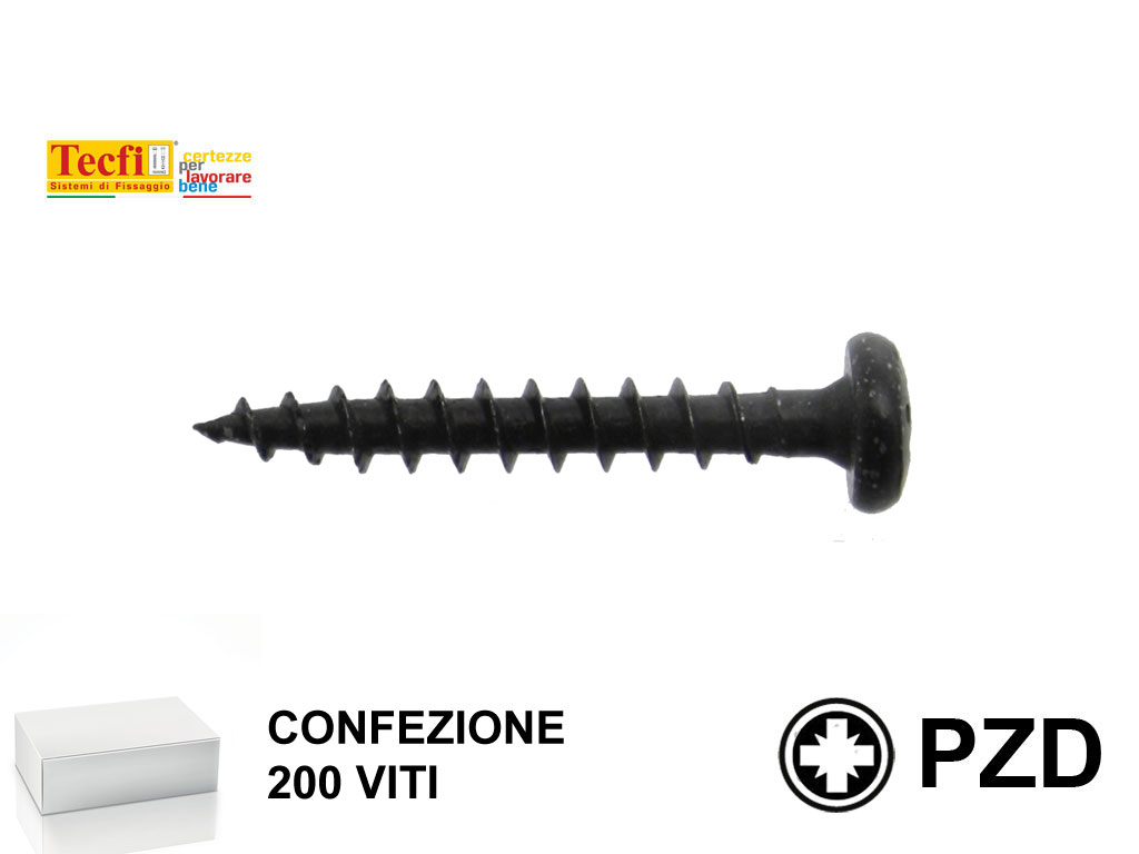 200nere.png Vite Truciolare Tc Impronta Croce Pz2 Nere pz. 200 mm.5,0x50 | Tecfi - immagine 1