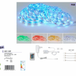 Strip Led Adesivo 8mm 300led 24w 12v 5mt+Alimentore IP54 RGB+Telecomando | Suprema