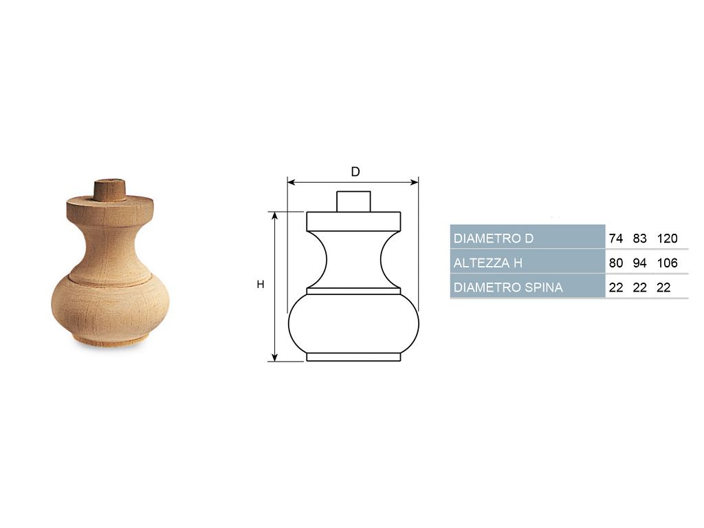 cof030005007460.png Piede in Legno Ontano per Restauro Spinotto Ø22 mm.74x60h | Cof - immagine 1