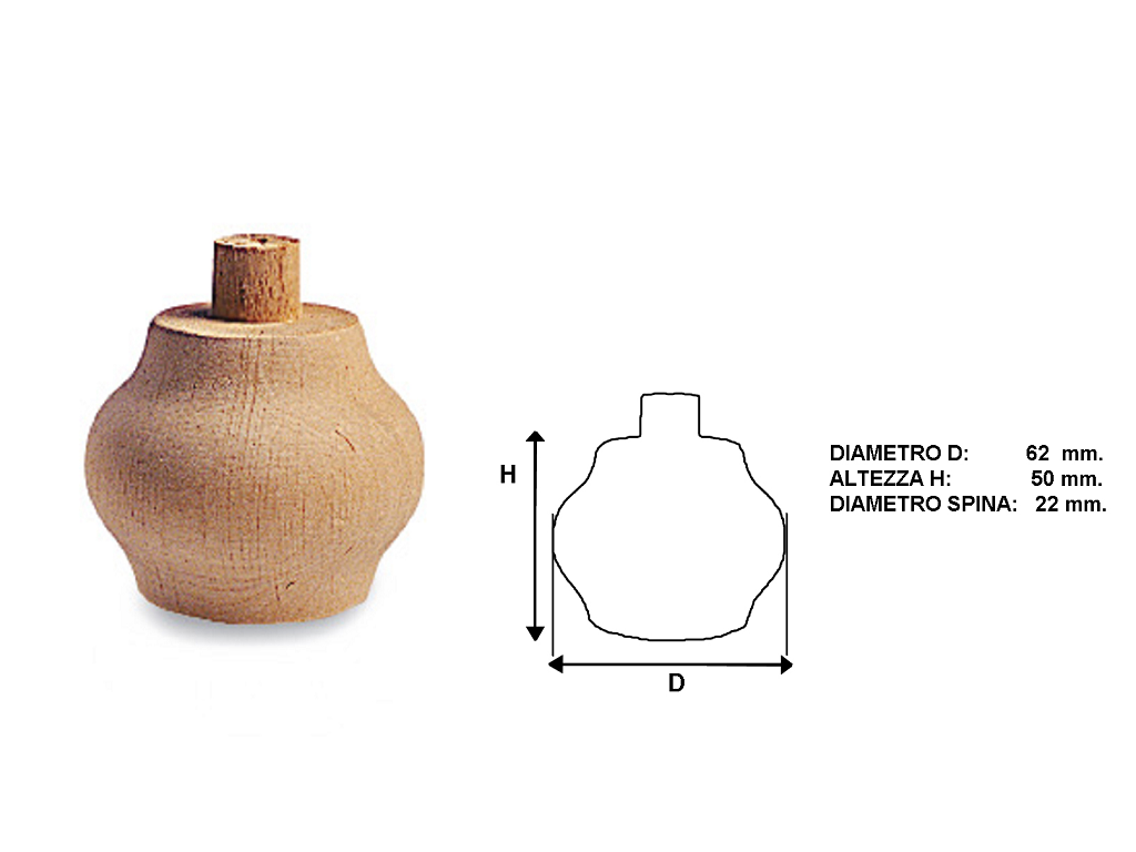 cof030007006560c.png Piede in Legno Ontano per Restauro Spinotto Ø22 mm.65x50 | Cof16 Fine Serie - immagine 1
