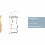 Piede in Legno Ontano per Restauro Spinotto Ø22 mm.54x130h  | Cof