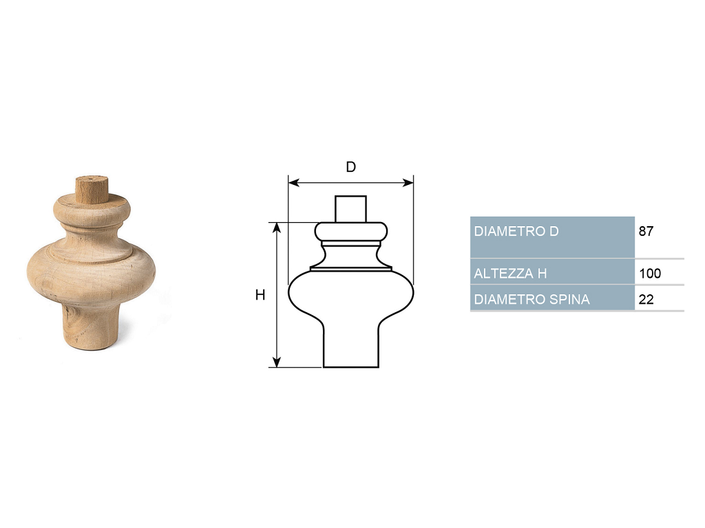 cof030217008760.png Piede in Legno Ontano per Restauro Spinotto Ø22 mm.100x90h | Cof - immagine 1