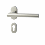 Maniglia Ucraina Rosetta Ovale D.30x60h Bocchetta Foro Yale per Cilindro Europeo AISI304 Inox Satinato | Fimet Maniglie
