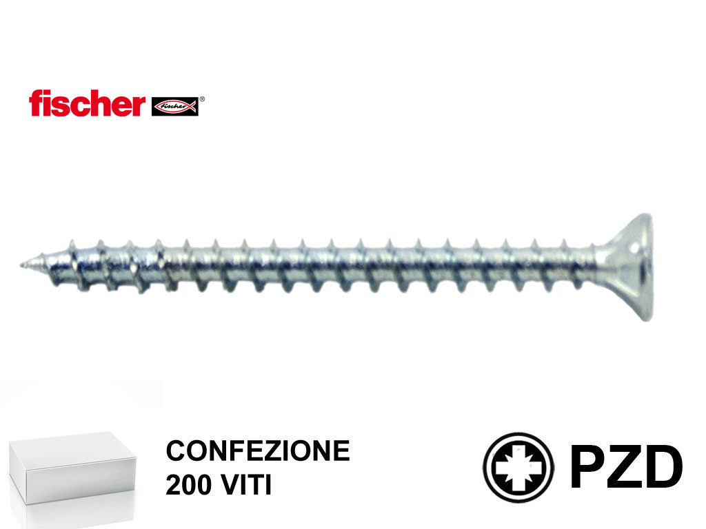 fis200zincate.png Vite Legno TSP Impronta Croce PZ2 FPS - SZ ZPP Zincate pz.300 mm.4,0x20 | Fischer - immagine 1