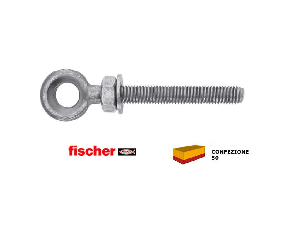 fis507005-50.png FIS A M 8 X 62 OH Occhiolo CL.8.8 con Dado e Rosetta Zincato pz.50 | Fischer - immagine 1
