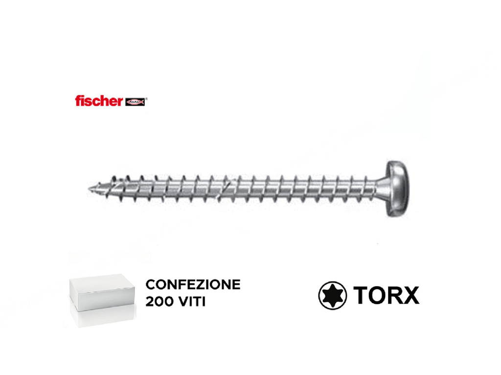 fisangtsc200.png Vite Legno TC Torx Tx20 FPF - PT ZPF Zincata pz.200 mm.5,0x35 | Fischer - immagine 1