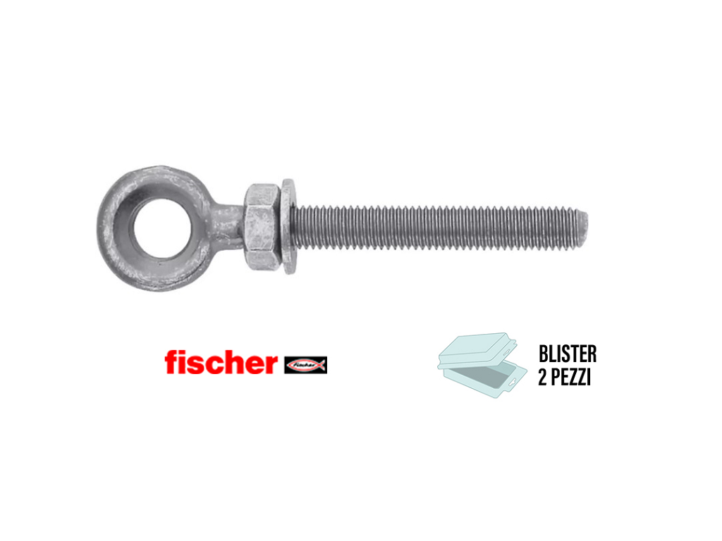 fisbls507005.png FIS A M 8 X 62 OH Occhiolo CL.8.8 con Dado e Rosetta Zincato in Blister da pz.2 | Fischer - immagine 1