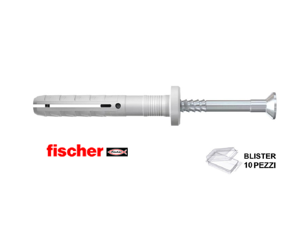 fisbls513736.png N 5 X 30/5 F Tassello Nylon Vite a Chiodo Premontato a Percussione in Blister da pz.10 | Fischer - immagine 1