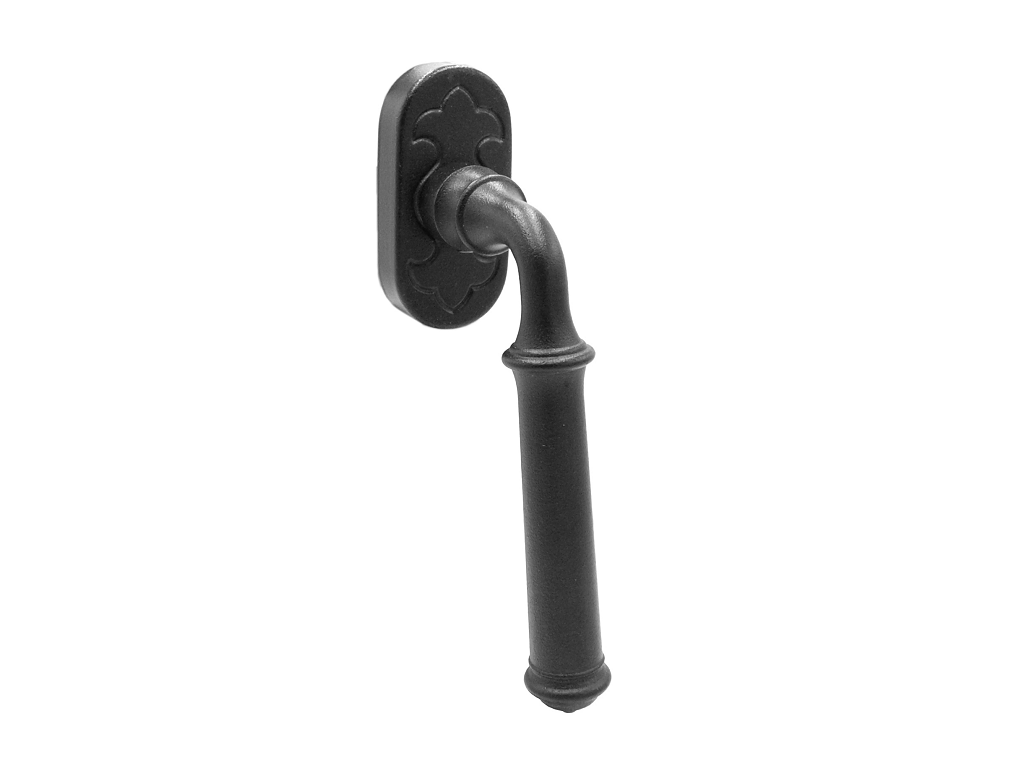 gal1905na.png Maniglia per Finestra Dk Tallin Movimento 4 Scatti Metallo 7x35 Rosetta Ovale d.32x65x12 mm. in Ferro Nero Antico Galbusera - immagine 1