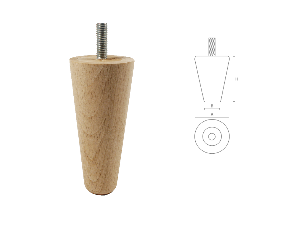 gpi0009120055.png Piede Legno Faggio Grezzo con Vite Filettata Ma10x30 d.55 mm.120h | Gpi - immagine 1