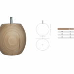 Piede Legno Faggio Grezzo con Vite Filettata Ma10x30 d.120/80 mm.120h | Gpi