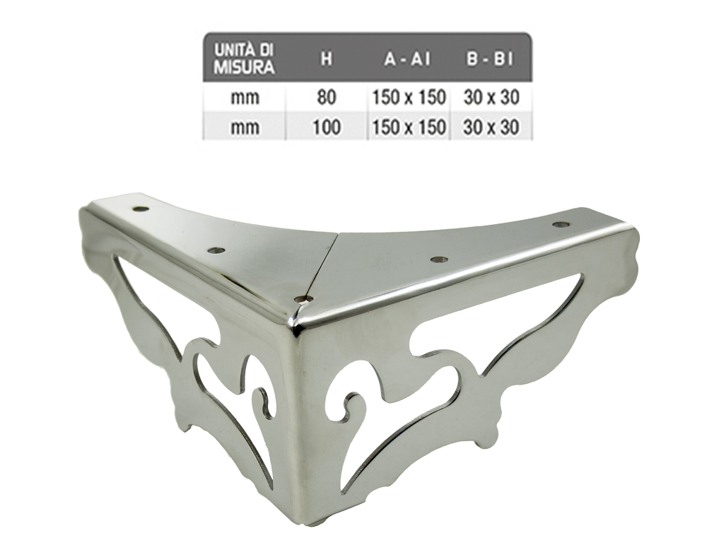 gpi0634c.png PIEDE METALLO CROMO LUCIDO d.150x150/30x30 VARIE ALTEZZE | GPI - immagine 1
