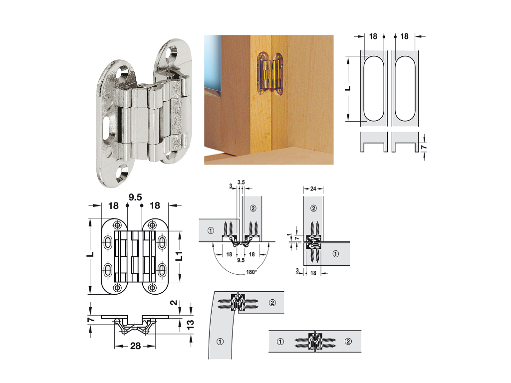 haf34126702.png Cerniera Invisibile Mod.Sepa mm.52,7x34x13h Nichelato Hafele - immagine 1