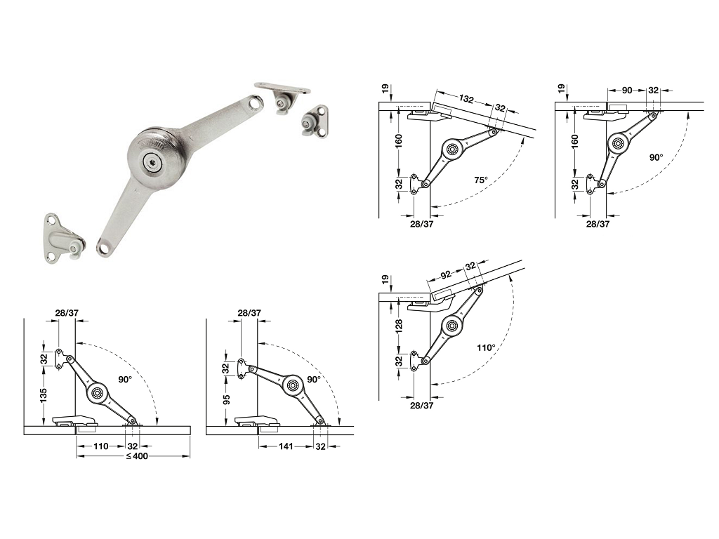 haf37366612cx.png Supporto per Sportelli Duo Molla Regolabile d.37 mm.135 Nichelato Standard Hafele - immagine 1
