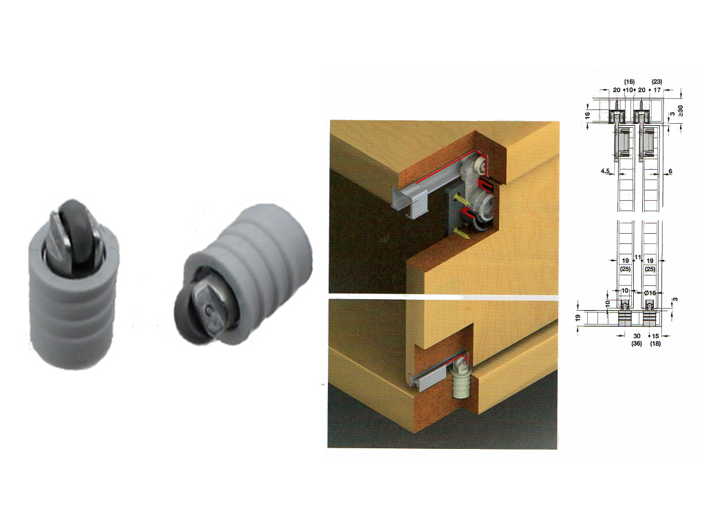 haf40504040c.png Guida a Pavimento con Rullo a Molla Clipo Grigio mm.16x19 Hafele - immagine 1