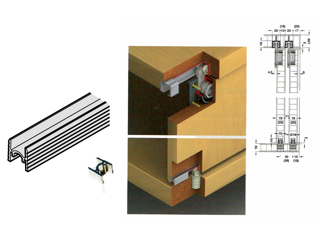 haf40504351.png Binario di Scorrimento Inferiore Alluminio mm.10x10h cm.300 | Hafele - immagine 1
