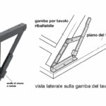 Supporti Tavolo Ad Angolo Pieghevoli+Blocco mm.200 25x25x3 Nero pz.2 H