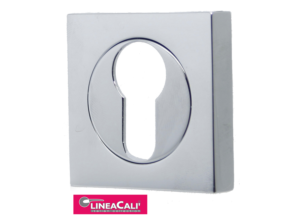 lca093boycrc.png Bocchetta Quadra Foro Yale per Cilindro Europeo d.50x50x10h Cromo Lucido | Linea Cali - immagine 1