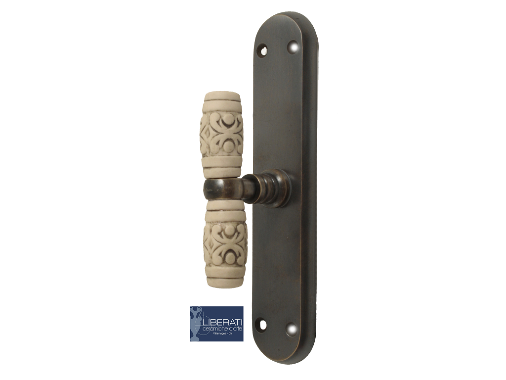 lir002cabbc.png Maniglia per Finestra Cremonese Acanto Placca mm.150x38 Biscuit Anticata Brz Gratz | Ceramiche Liberati - immagine 1