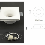 Faretto Incasso Gesso Tondo Ip20 mm.117x117x.56h Attacco Gu10 | Lampo
