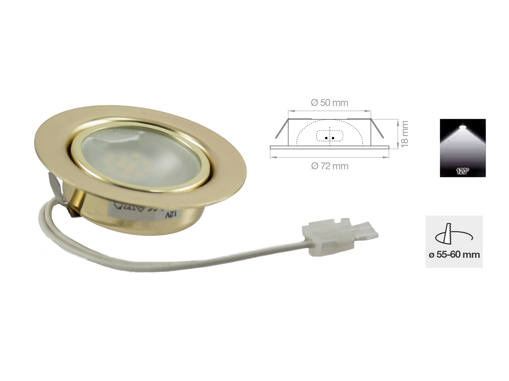 lpof12ledorbcc.png Faretto Incasso Ip20 1,8w 80lm 120°12v d.50x18h Oro 4000k | Lampo - immagine 1