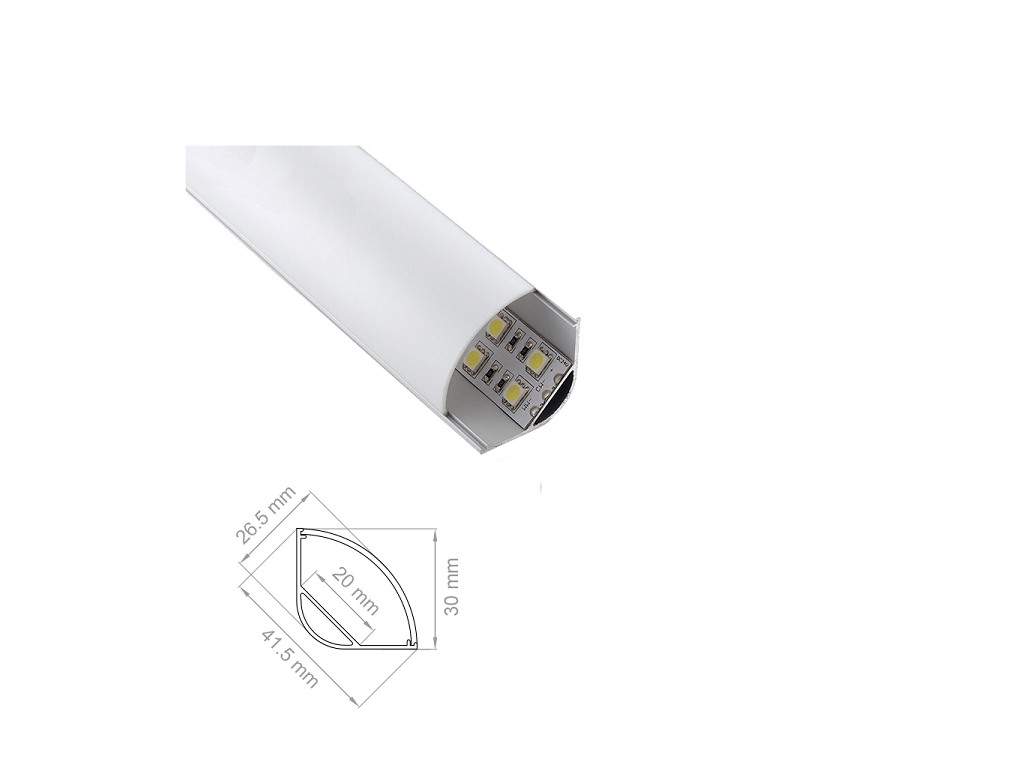 lpoprangs.png Profilo per Led Angolare Serie S cm.200 mm.41,5x26,5h Interno mm.20+Diffusore Opaco Alluminio | Lampo - immagine 1