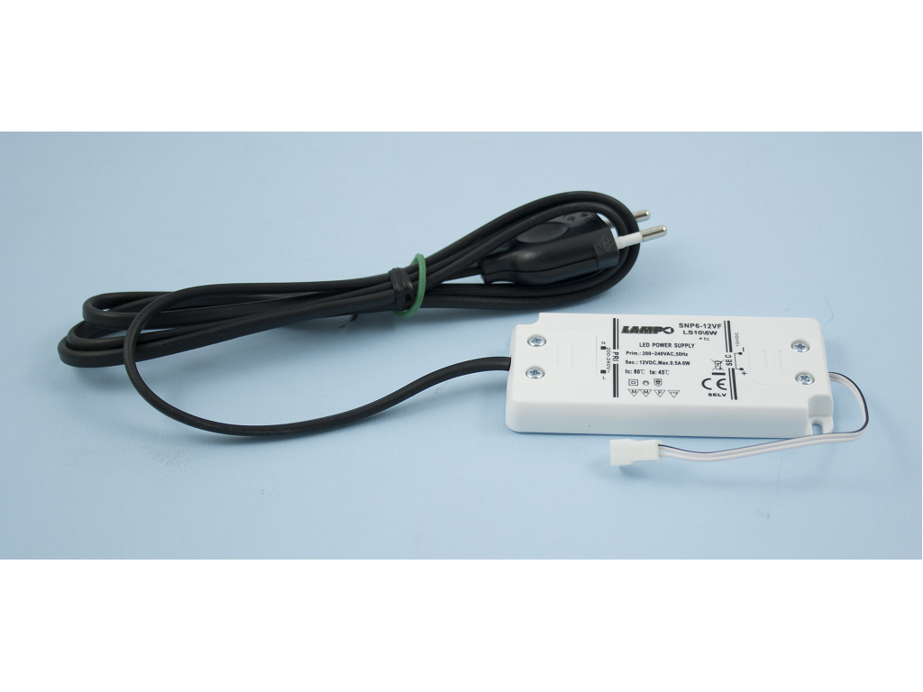lposetls10x6wjst.png Alimentatore Parallelo Converter 6w Ip20 E Cablaggio X1 Jst+Cavo cm.150+Spina | Lampo Fine Seire - immagine 1