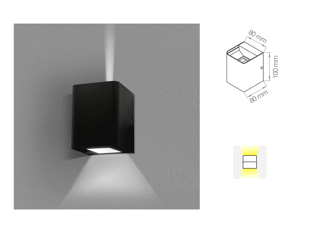 lpoupd2r6wbibn.png Faretto a Parete Up & Down Led Ip65 230v 2x6w 3000-4000k Antracite | Lampo - immagine 1