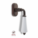 Maniglia per Finestra Dk Porcellana Limoges Bianco Movimento 4 Scatti Metallo 7x35 Ferro Vecchio Patinato   Metal Style