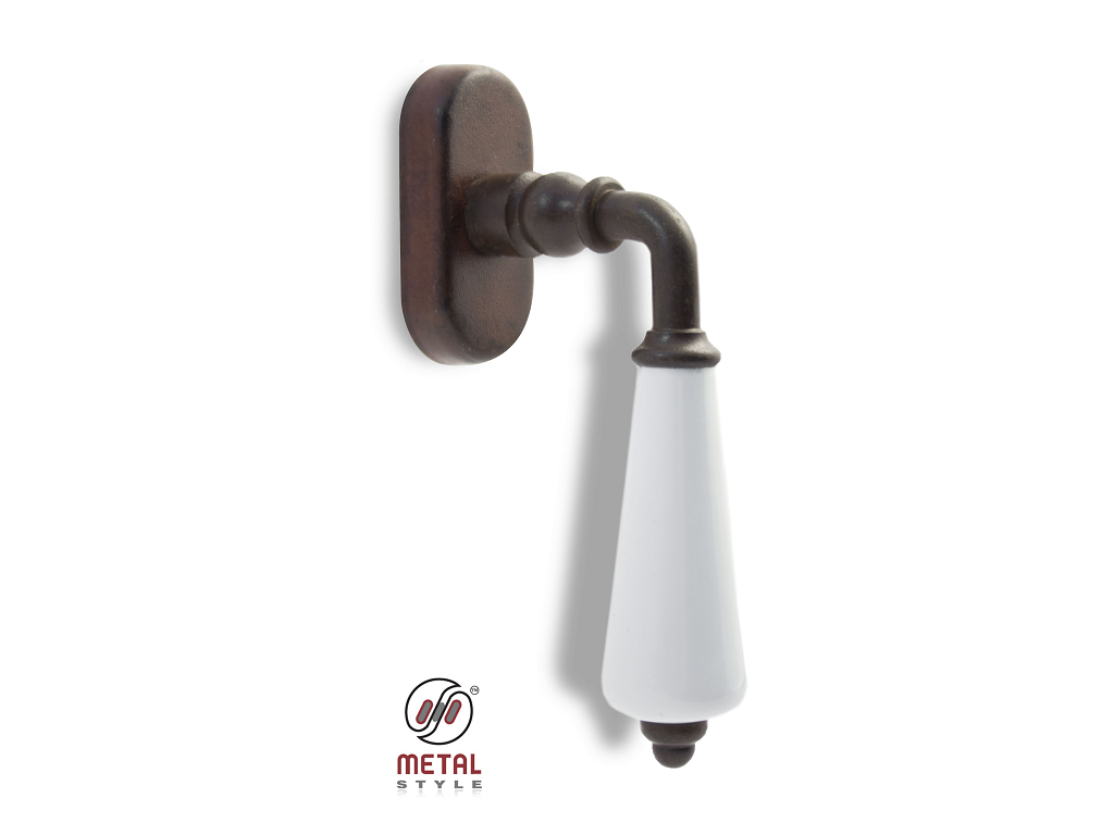mea19324p0031a35.png Maniglia per Finestra Dk Porcellana Limoges Bianco Movimento 4 Scatti Metallo 7x35 Ferro Vecchio Patinato Metal Style - immagine 1