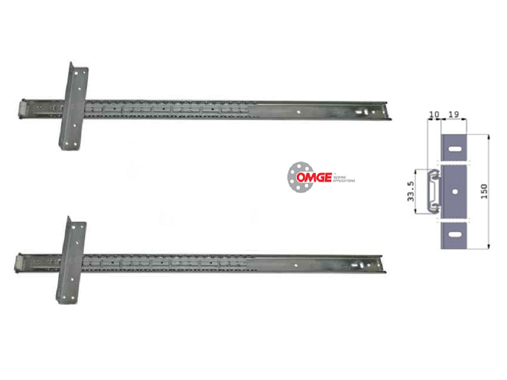 omg1544c.png Guide per Anta Rientrante Laterale o Orizzontale Portata Massima kg.10 Senza Accessori cm.60 | Omge - immagine 1