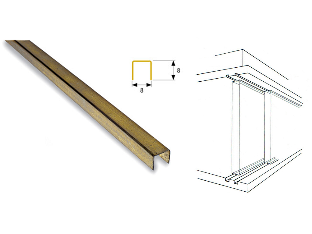 omg225c.png Canalino U Ferro/Ottonato cm.200 mm.8x8h (per Art.101-314) | Omge - immagine 1