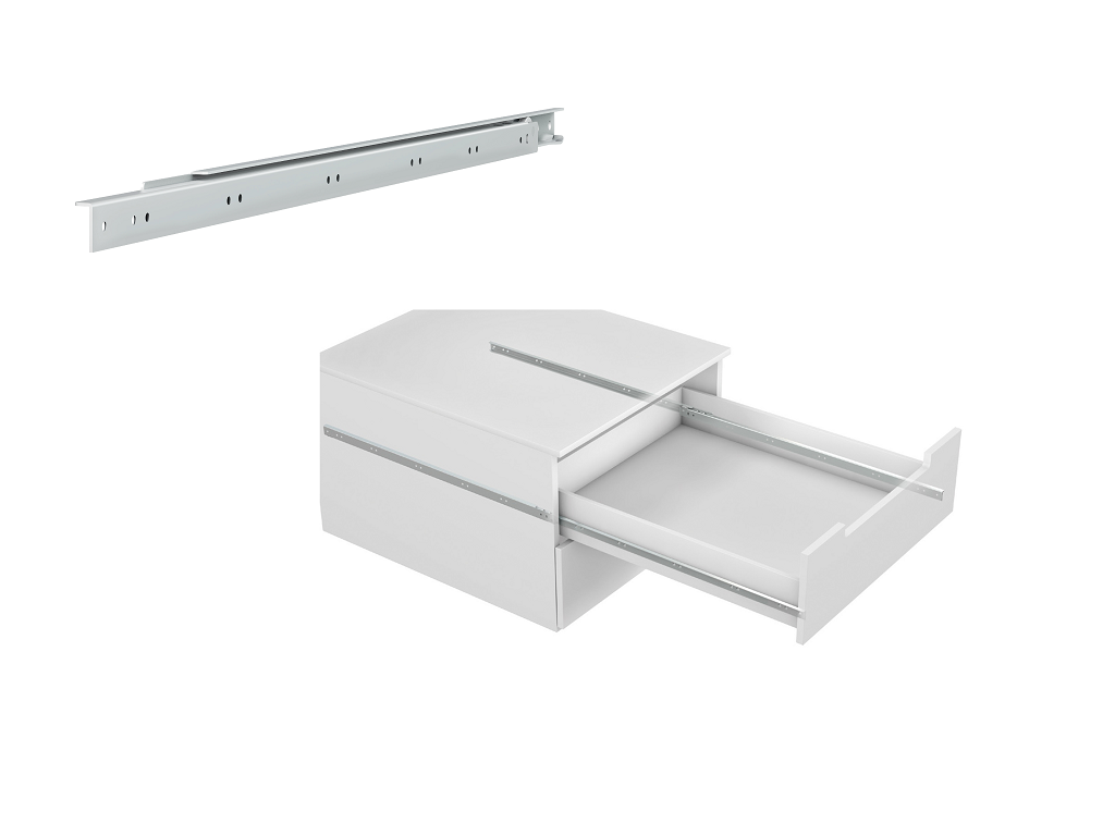 omg3860035000.png Guide per Cassetto a Rullo Nylon Fissaggio Laterale Estrazione Parziale Portata kg.30 Zincato mm.350 | Omge - immagine 1