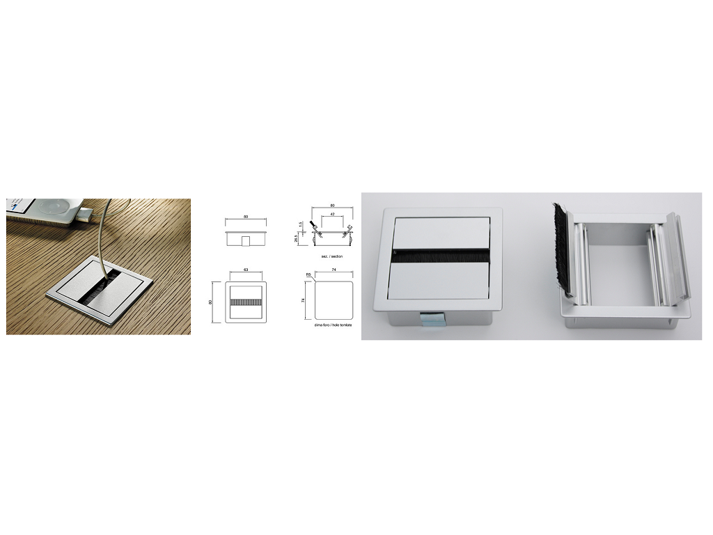 pampc2000za00078ez002c.png Passacavi Quadrato Alluminio Con Alette 78x78 Foro 74x74 mm. EZ002-Metallizzato Zinco Opaco | Pamar - immagine 1