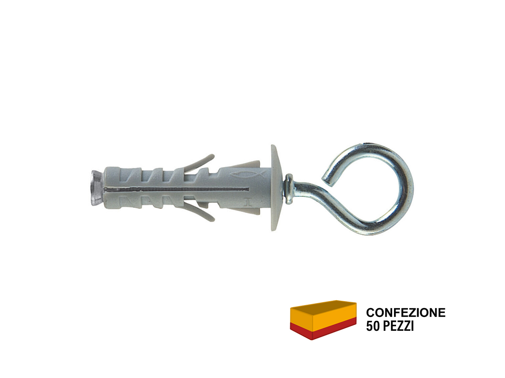 sb93pz50.png SB 12/3 Tassello Nylon Espansione a Vite pz.50 Occhiello Chiuso | Fischer - immagine 1