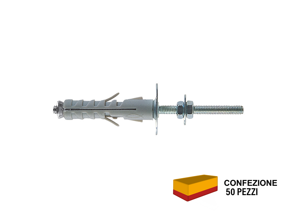 sb95pz50.png SB 9/5 Tassello Nylon Espansione a Vite pz.50 Filettato MA4x35mm | Fischer - immagine 1