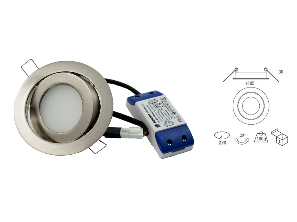 sels4297085784.png Faretto Incasso Led Aircom Micro Orientab.Ip43 230v 8w 920lm 110º4000k - immagine 1