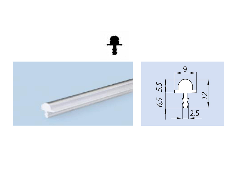 sli4001a3.png Profilo Inferiore Falco/Volpe Alluminio Ossidato d.6 cm.300 | Sliding - immagine 1