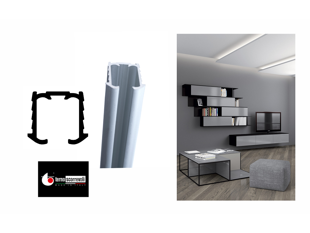 tsc2650g3c.png Binario Alluminio Grezzo Living Top mm.22x22 Portata kg.30 cm.300 | Terno Scorrevoli - immagine 1