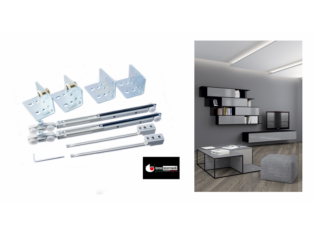 tsc26582653.png Scorribase Linea Top Anta Completa Ammortizzata Portata kg.30 Terno Scorrevoli - immagine 1