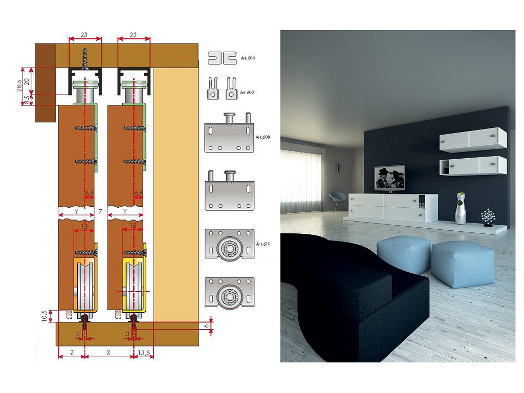 tsc608610c.png Scorribase Standard Anta Completa Portata kg.60 Terno Scorrevoli - immagine 1