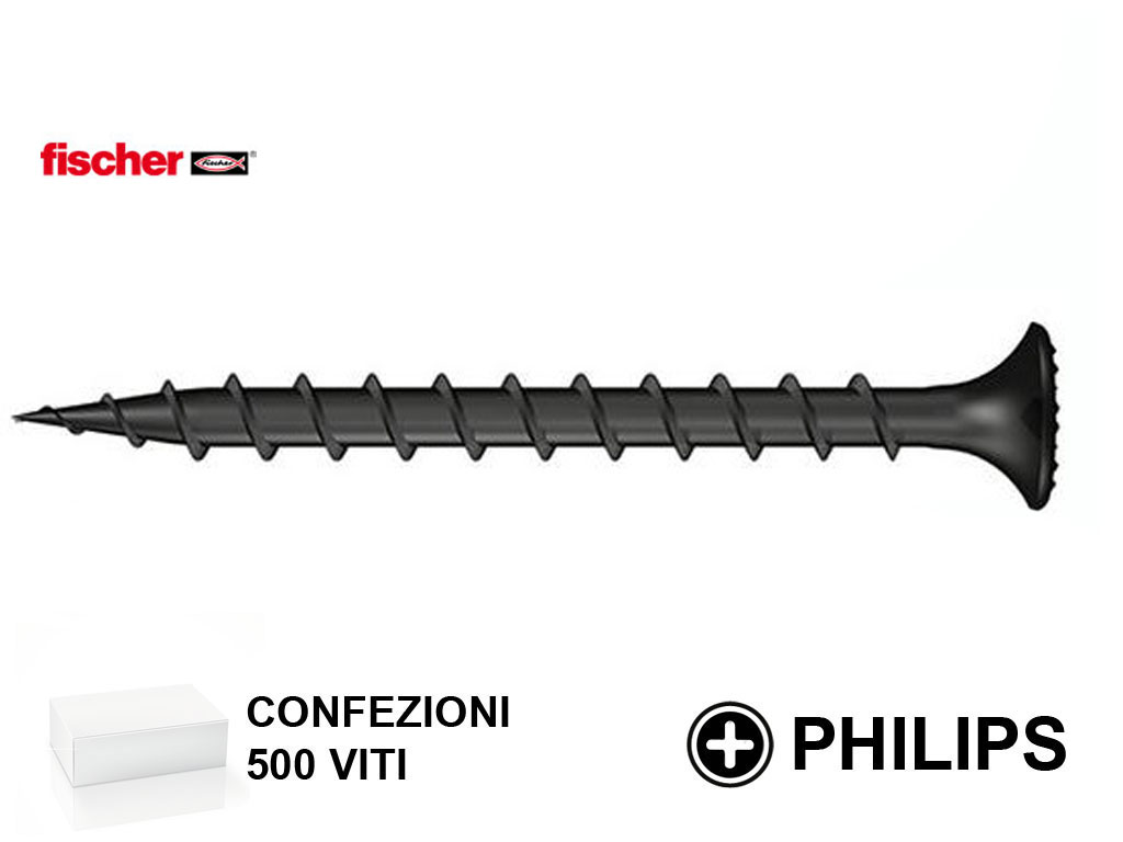 tspcartnere500.png Vite Cartongesso TSP Croce PH2 FSN - TPD VN Nero pz.1000 mm.3,5x35 | Fischer - immagine 1