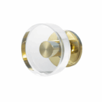 Pomolo Fisso/Girevole Ghost Cristallo d.65 Rosetta Quadra d.50x6h OL-Ottone Lucido | Ento
