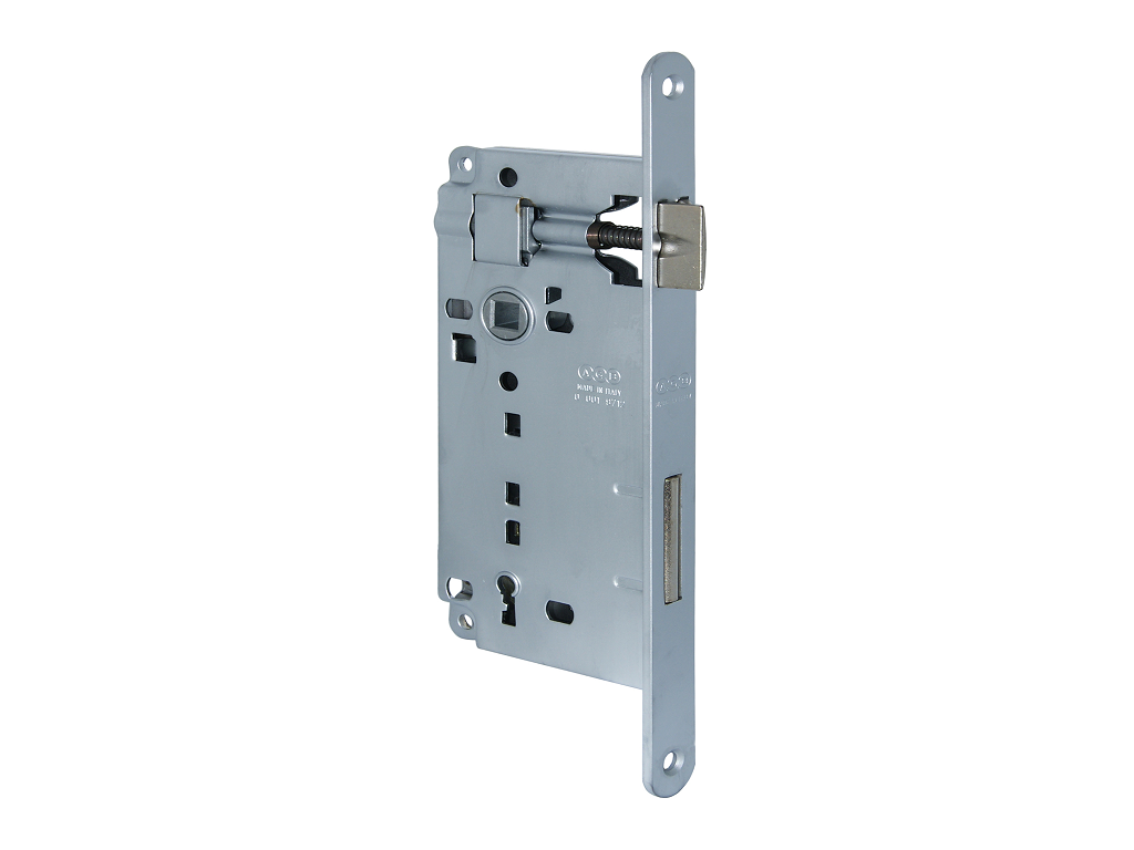 agbb005975034.png Serratura Patent Grande Bordo Tondo Frontale 18x238 mm.Interasse 90 Entrata 50 ACO-Cromo Opaco | AGB - immagine 1