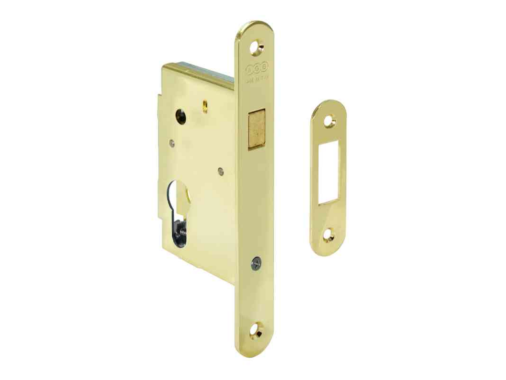 agbb00702-03c.png Serratura Infilare Gancio Foro Yale per Cilindro Europeo Bordo Tondo Frontale mm.22x168 AOV-Ottonato mm.50 |AGB - immagine 1