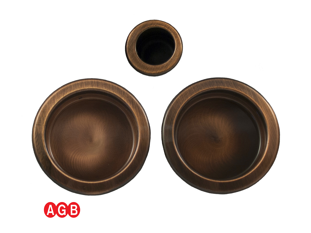 agbb019200022c.png Maniglia Incasso Tonda Porta Scorrevole modello Scivola d.57/48 Senza Foro Chiave OBV-Bronzo | AGB - immagine 1