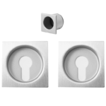 Maniglia Incasso Quadra Porta Scorrevole modello K Scivola d.d.57x57/48  Foro Yale per Cilindro Europeo OCS-Cromo Satinato | AGB