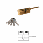 Cilindro Europeo 5000PS OLV-Ottone Lucido Verniciato 5 Chiavi Codolo mm.63 A:30+B:40=L:70 mm. | AGB