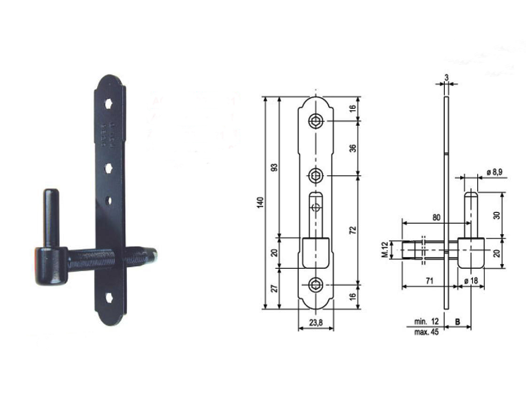 agbh009254593.png Cardine Abaco a Vite su Piastra Altezza Regolabile ZVN-Nero mm.12-45 | AGB - immagine 1