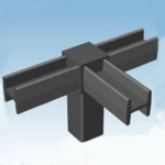 Raccordo per Tubo Quadro Vuoto mm.20x20 Nylon Nero Quattro Vie | AL.GO